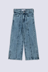 Wide Leg Girl's Seam Denim Pant
